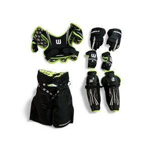 Winnwell Black and Green Youth Hockey Gear Set